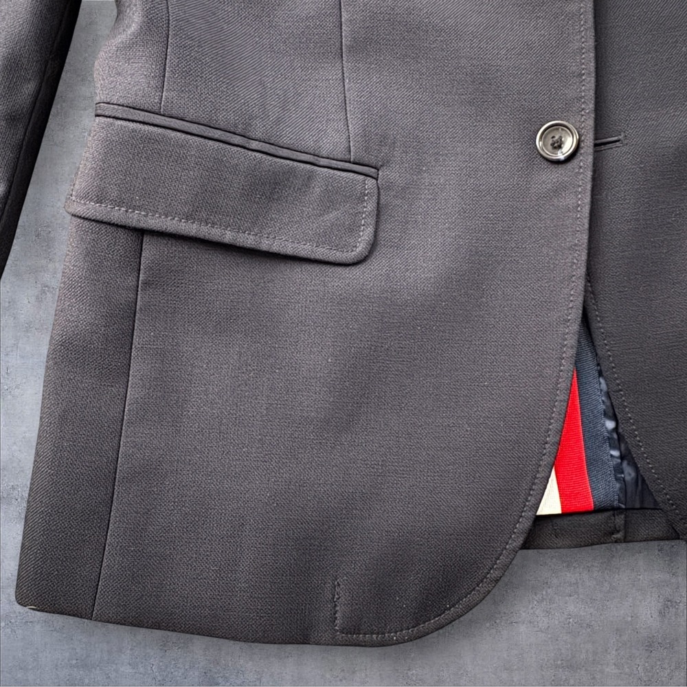 Tommy Hilfiger Mens Black Wool Blend Two Button Blazer Sport Coat 38R 78E5365 - Picture 9 of 16